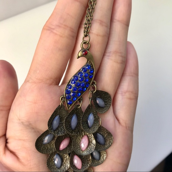 Vintage Peacock Elegant Jewel/Gem Antique Necklace - Picture 5 of 6